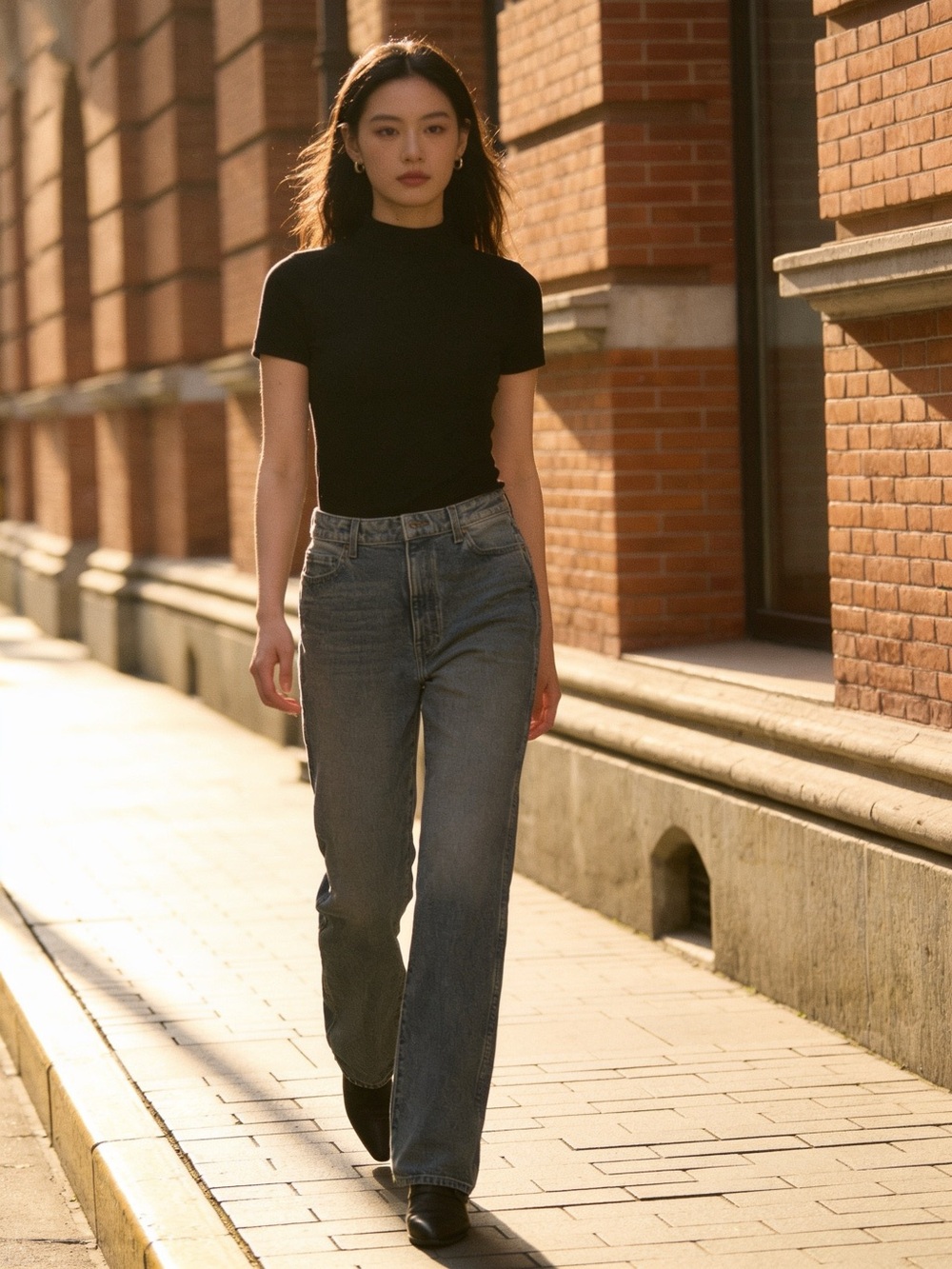 KHAITE Straight-Leg Jeans in Washed Blue